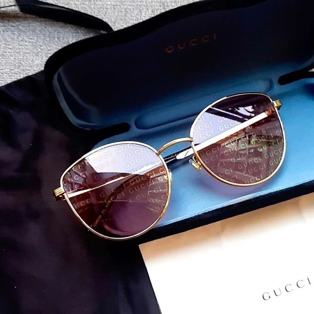 NWT Gucci GG0807SA-004 Gold Oversized 58mm Sunglasses